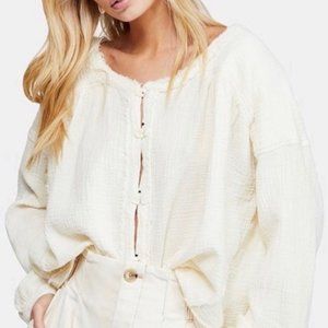 NWT Free People Boho Natural Moving Mountains Cotton button down shirt